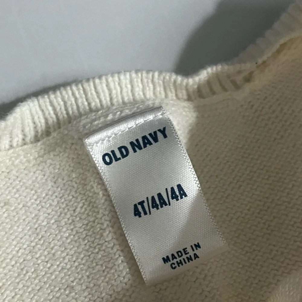 Old Navy • Cream Ivory Pink Bird Knit Dress